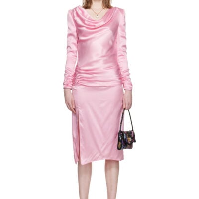 Valentino Pink Crepe Satin Midi Dress