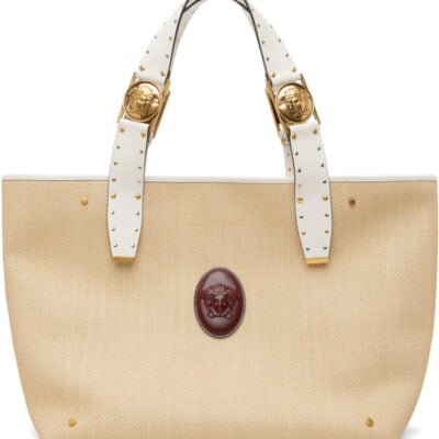 Versace Beige Rivière Large Raffia Tote