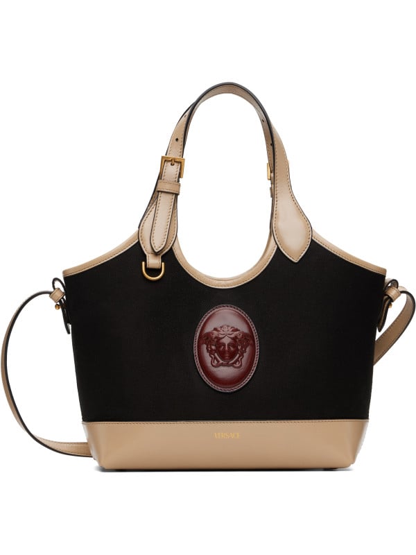 Versace Black & Beige Rivière Small Canvas Tote
