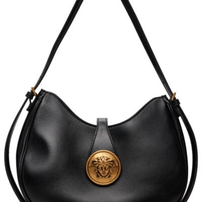 Versace Black Emblème Nappa Shoulder Bag