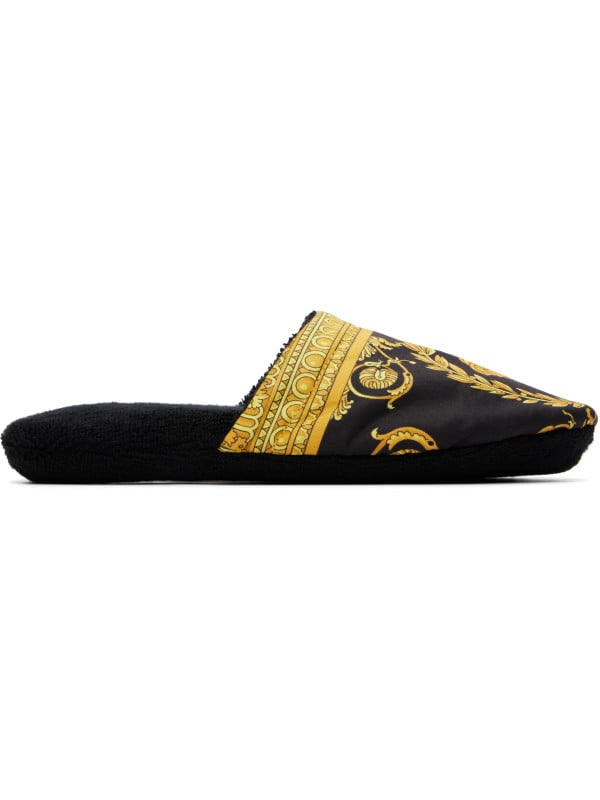 Versace Black 'I Heart Baroque' Slippers