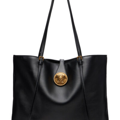 Versace Black Lamb Leather Small Tote