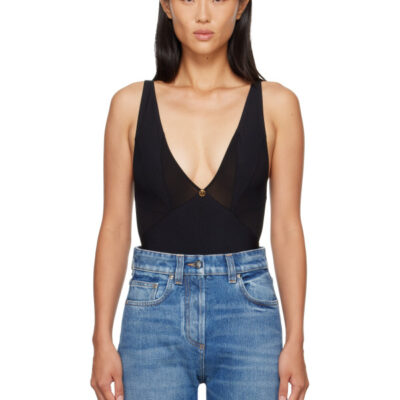 Versace Black V-Neck Bodysuit