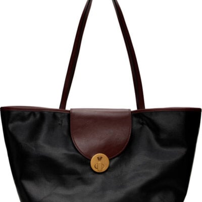Versace Black Vivian Small Coated Canvas Tote