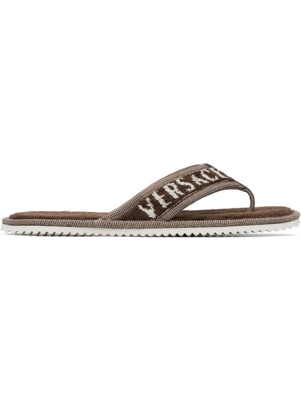 Versace Brown Cotton-Terry Flip-Flops