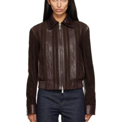 Versace Brown Nappa Leather & Suede Blouson Jacket