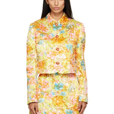 Versace Multicolor Printed Silk Duchesse Jacket