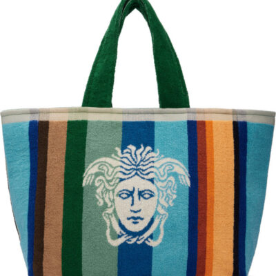 Versace Multicolor Striped Cotton-Terry Jacquard Tote