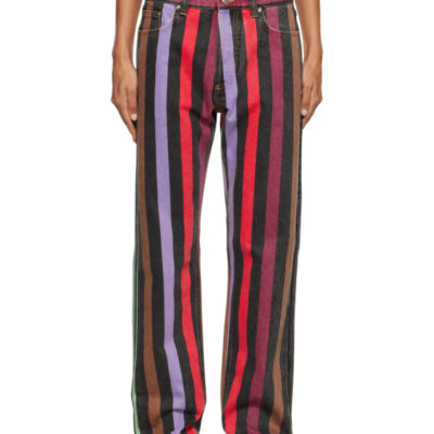Versace Multicolor Striped Straight Jeans