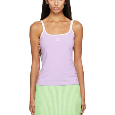Versace Purple Embroidered-Logo Stretch Cotton-Jersey Tank Top