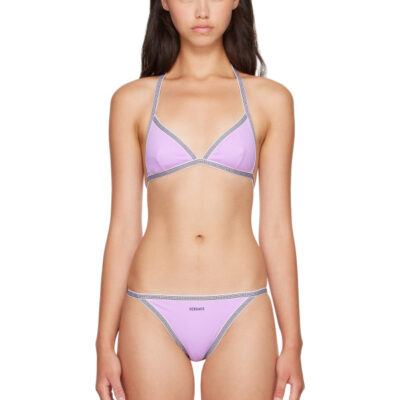 Versace Purple Greca Bikini Top