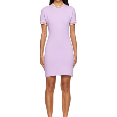 Versace Purple Jacquard Stretch Cotton-Jersey Minidress