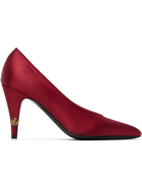 Versace Red Gianni Satin Heels