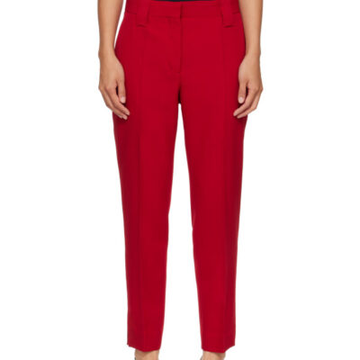 Versace Red Grain de Poudre Wool Trousers