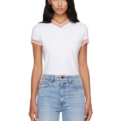 Versace White Jacquard Stretch Cotton-Jersey T-shirt