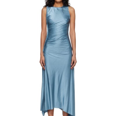 Victoria Beckham Blue Twist Midi Dress