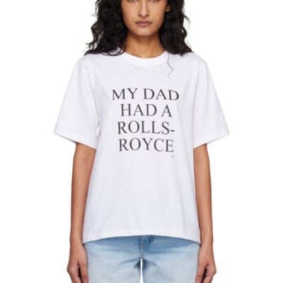 Victoria Beckham White 'My Dad Had A Rolls-Royce' T-shirt