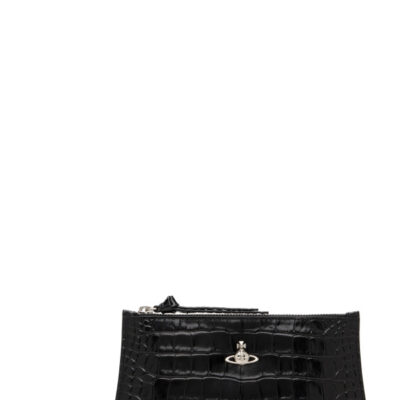 Vivienne Westwood Black Small Flat Zip Clutch