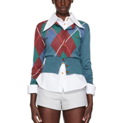 Vivienne Westwood Blue Argyle Cropped Cardigan
