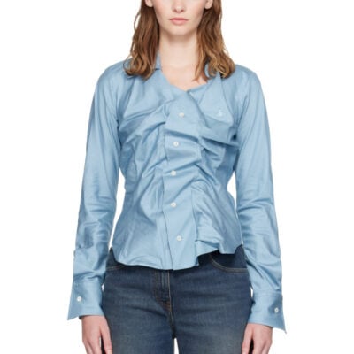 Vivienne Westwood Blue Heritage Twill 'Drunken Shirt' Blouse