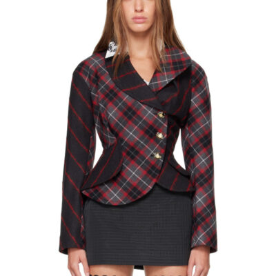 Vivienne Westwood Gray & Red Stormy Jacket