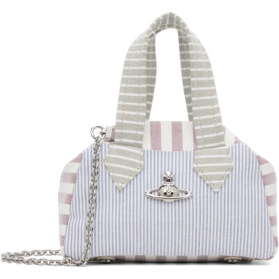 Vivienne Westwood Navy & Burgundy Yasmine Small Archive Hand Bag