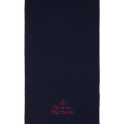 Vivienne Westwood Navy Embroidered Scarf