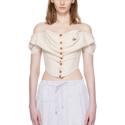 Vivienne Westwood Off-White Short Sleeve Bea Corset Cardigan Blouse