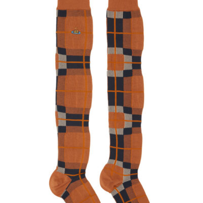Vivienne Westwood Orange Locharron Over The Knee Socks