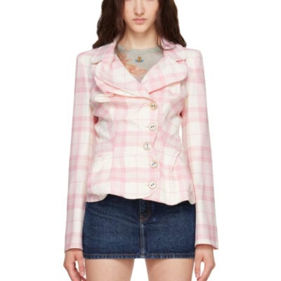 Vivienne Westwood Pink & Off-White Drunken Tailored Blazer