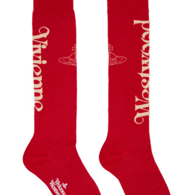 Vivienne Westwood Red Half Logo High Socks