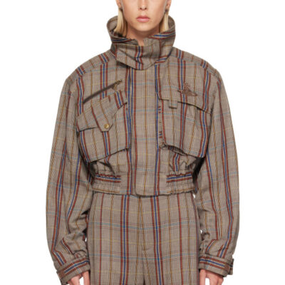 Vivienne Westwood Taupe Memphis Cropped Bomber Jacket