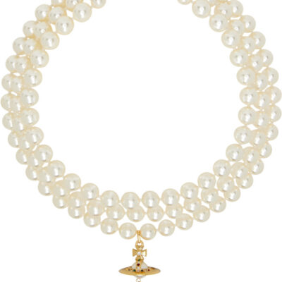 Vivienne Westwood Three Row Faux Pearl Drop Choker