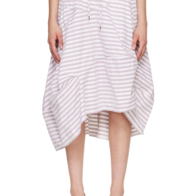 Vivienne Westwood White & Burgundy Aerodrome Midi Skirt