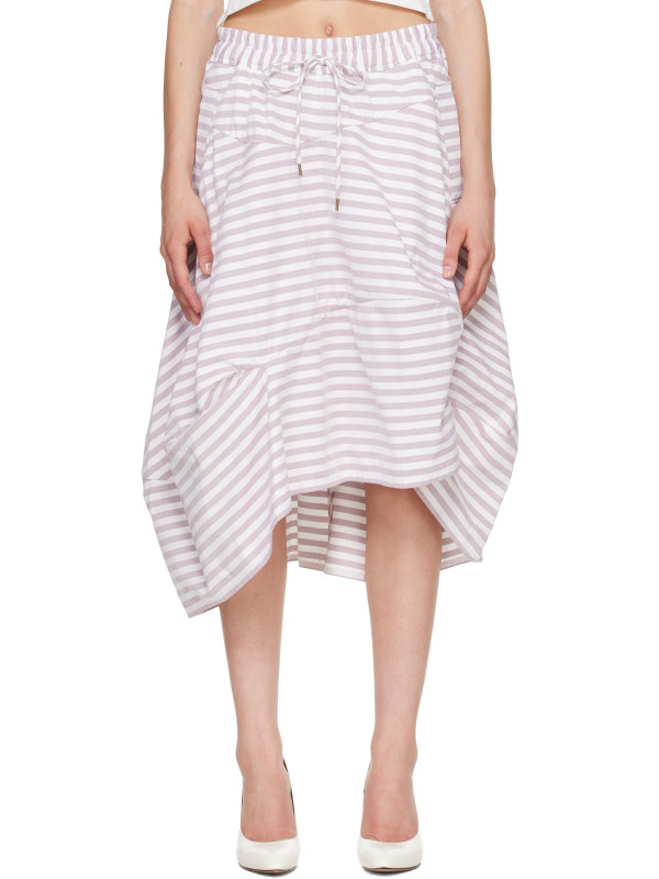 Vivienne Westwood White & Burgundy Aerodrome Midi Skirt
