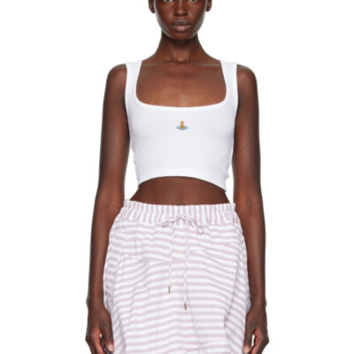 Vivienne Westwood White Cropped Rib Tank Top