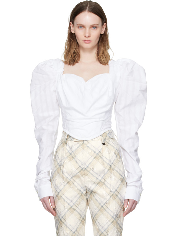 Vivienne Westwood White LS Sunday Corset Blouse
