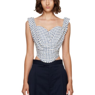 Vivienne Westwood White & Navy Sunday Corset Top