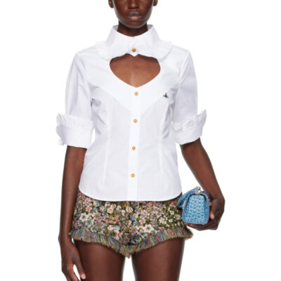 Vivienne Westwood White Short Sleeve Toulouse Frill Shirt