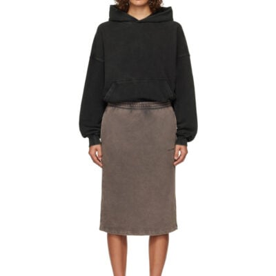 We11Done Black & Brown Layered Hoodie Midi Dress