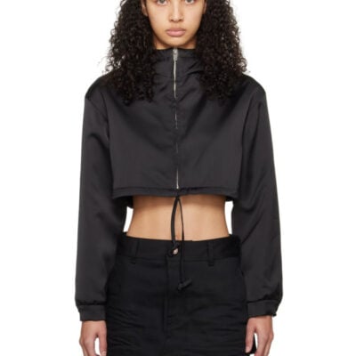 We11Done Black Cropped Hoodie