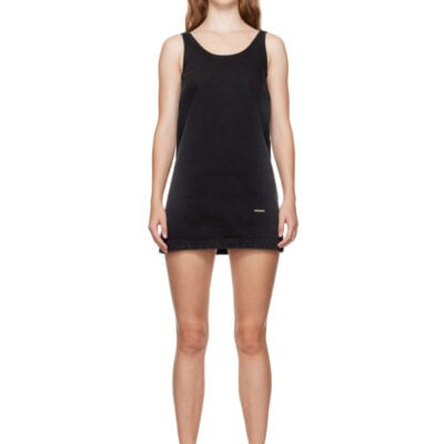 We11Done Black Faded Denim Minidress