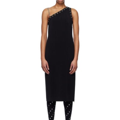We11Done Black Unbalanced Midi Dress