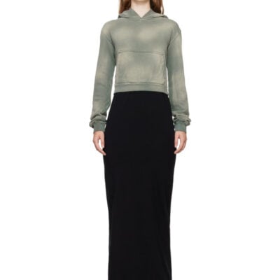 We11Done Green & Black Layered Hoodie Dress