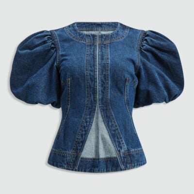 Aje Viva Puff Sleeve Denim Top - Image 2