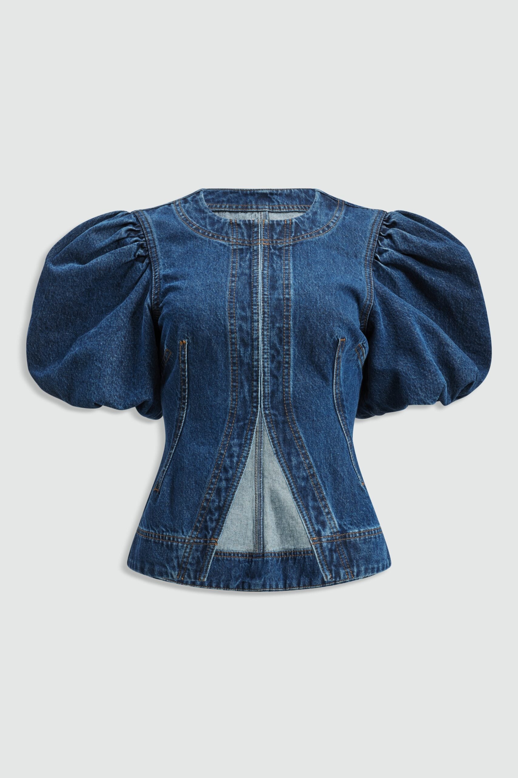 MNAJE041026180236005_2 Aje Viva Puff Sleeve Denim Top - Image 2