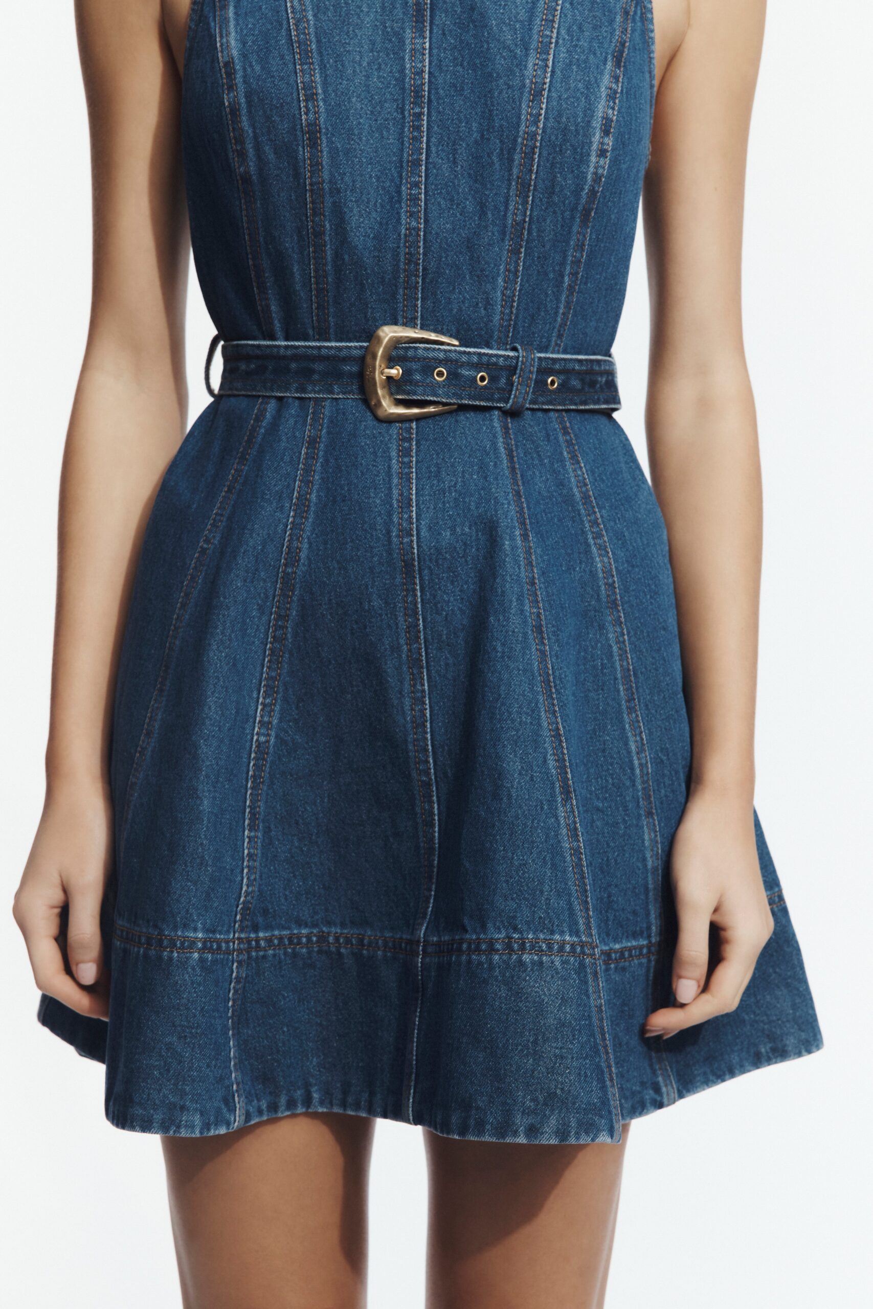 MNAJE041026180236018_3 Aje Talia Hi Lo Denim Mini Dress - Image 3