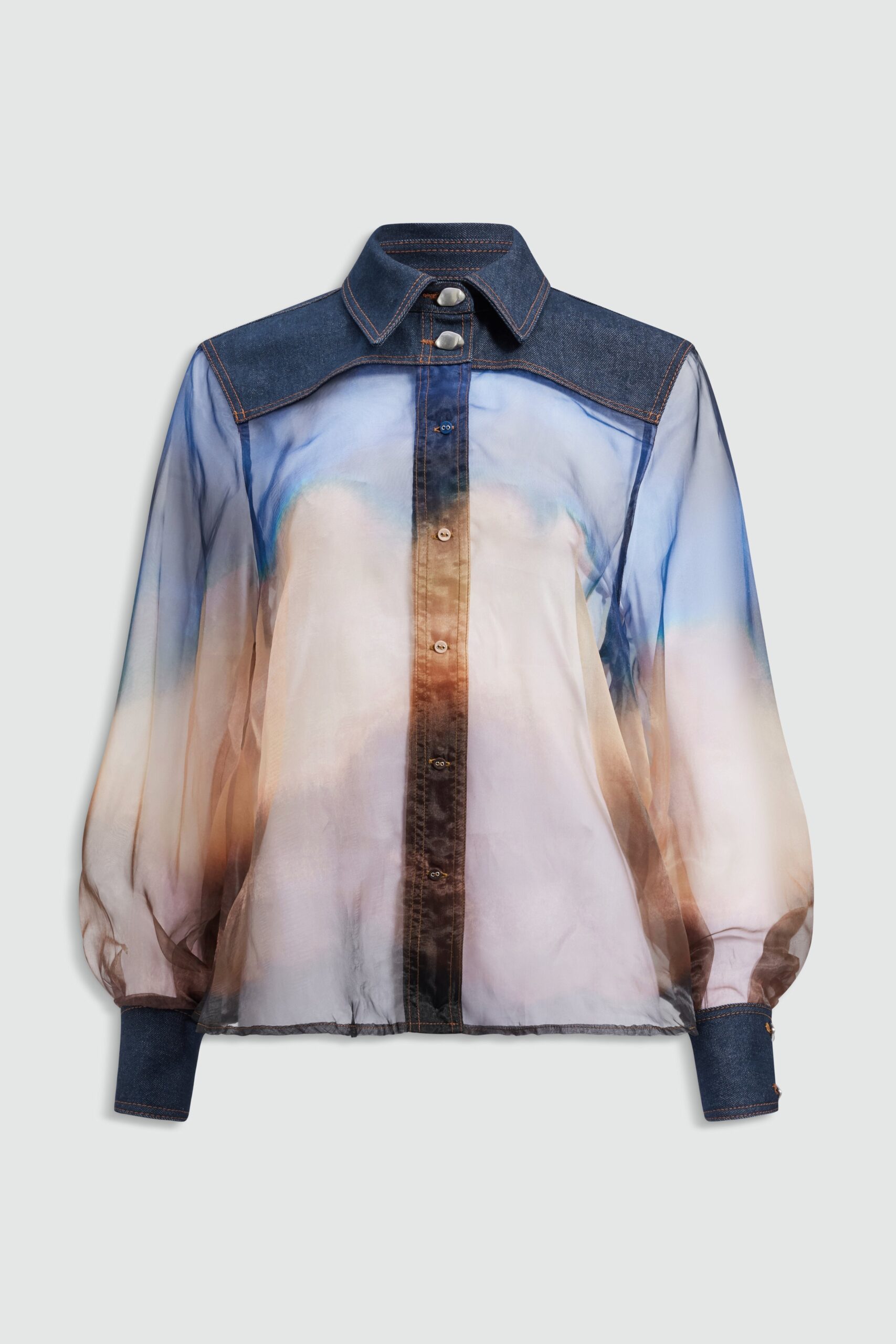 MNAJE041026180236050_2 Aje Remie Denim Contrast Shirt - Image 2