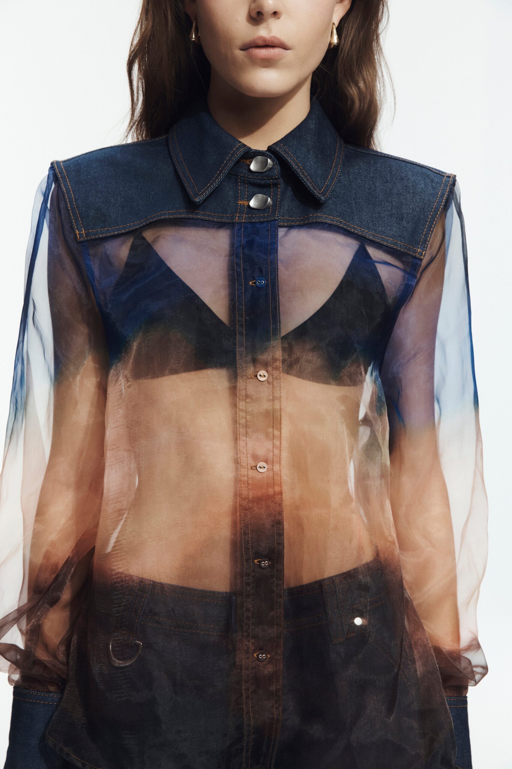 MNAJE041026180236050_3 Aje Remie Denim Contrast Shirt - Image 3