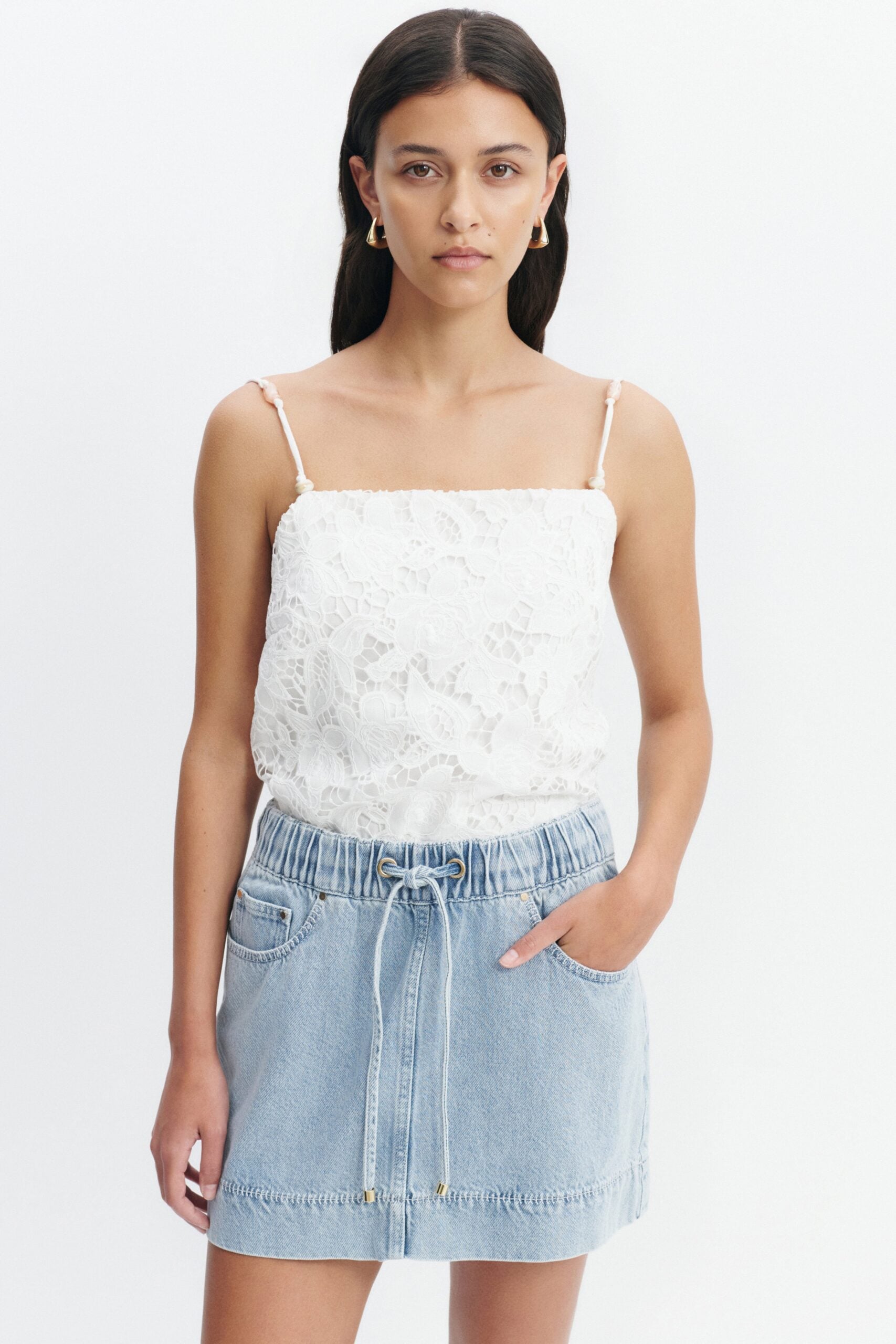 Aje Margot Mini Denim Skirt - Image 1